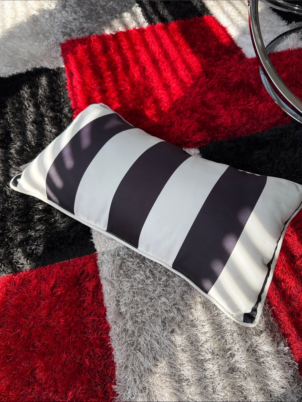 Black and White Striped Decorative Lumbar Pillow